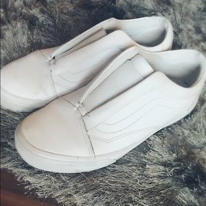 Vans solid white... slip on... lace free!!!